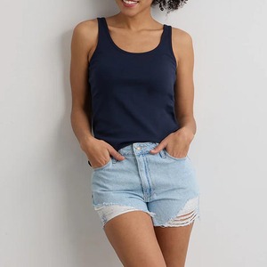 Camiseta sin mangas de algodón blanca para mujer, cuello redondo, sin mangas, informal, transpirable, de punto, color liso, longitud regular - Product Image 6