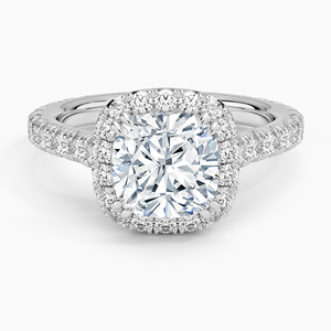Anillo BOJ 0127 con Corte Cojín, Plata 925, Anillo Solitario de Diamante con Engaste Francés de Lujo, 2ct, Color D, VVS1, Moissanita, Certificado GRA - Product Image 1