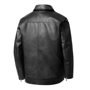 Veste en cuir pour homme, manches longues, style classique, toutes saisons, coupe-vent, imperméable, ignifuge, noir, rouge, marron, jaune - Product Image 2