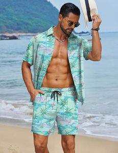 Men Trendy <b>Set</b> Floral Print Short Sleeve Shirt Beach Shorts Matching Holiday Summer Casual Colorful Top top mens twin <b>set</b> - Product Image 5