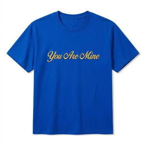 เสื้อยืดลำลองผู้ชายสีน้ำเงินผ้าฝ้ายพิมพ์ลายตามสั่ง คอกลม แขนสั้น ทรงปกติ - Product Image 4