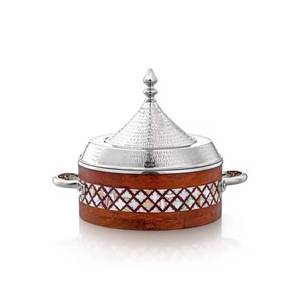 Premium Wooden Chafing Dish with Handles Tall <b>Legs</b> Insulated Hot Pot Luxury Buffet Food <b>Warmer</b> Server Tableware Serving Bowl - Product Image 2