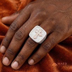 Rose Gold Plated <b>Silver</b> Men's Hip Hop Iced Out Luxury Moissanite <b>Ring</b> - Product Image 5