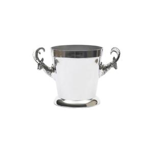 Stainless Steel Ice <b>Bucket</b> With Ram Head Handles Round Classic Style Silver Finish <b>5</b> <b>Litre</b> Capacity Wine Chiller <b>bucket</b> For Sale - Product Image 1