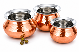Steel <b>Copper</b> Set of 1 Dish Serving Handi 750 ML Eco-Friendly Stocked <b>Utensils</b> - Product Image 5