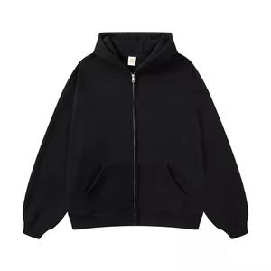 Custom Logo Print 420 Grams Zip-Up Hoodies High Quality Heavyweight Cotton Fleece Oversized Zipper Hoodies - Product Image 1