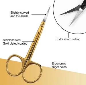Golden & Black Stainless Steel Sharp Blade Cuticle <b>Scissors</b> with Round Steel Handle Right-Handed <b>for</b> Adult Manicure <b>Nail</b> Art - Product Image 3