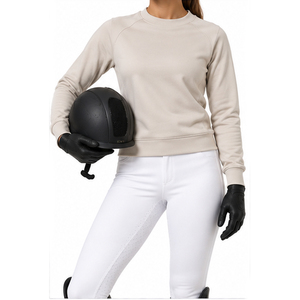 Women's Equestrian Terry Solid <b>Crewneck</b> Sweatshirt with Butterfly Sleeves Breathable Horse Riding Apparel - Product Image 1