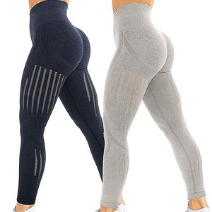Mid Waist Gradient <b>Leggings</b> <b>Women</b> Ankle-Length Vintage Breathable Seamless Stretch Knitted Spandex Nylon Blue Purple Design - Product Image 5