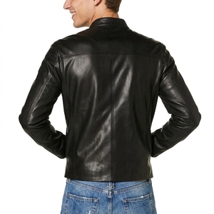 Solid Color Casual Men's Eco-Friendly Breathable Leather Winter <b>Jacket</b> Zipper Hooded Front Logo Customizable Leather <b>Jackets</b> - Product Image 6