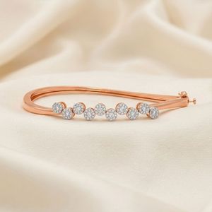 Pulsera de tenis con halo circular de diamantes cultivados en laboratorio en oro rosa - Product Image 3