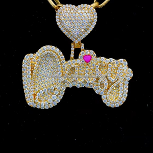 Personnalisé Glacé Vvs Moissanite Pass Diamant Testeur 925 Argent Lettre Nom En Forme De Coeur Boucle Pendentif Fine Jewelry pour Hommes Femmes - Product Image 1