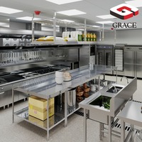 Ensemble d'Équipements de Cuisine Professionnelle GRACE en Acier Inoxydable, Idéal pour la Restauration Rapide et l'Industrie