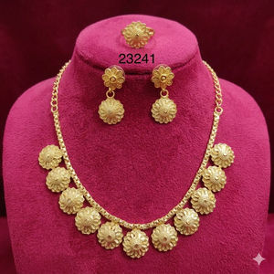 Parure de bijoux en alliage de zinc plaqué or 24 carats pour femme, style vintage Dubaï, avec broche fleur de perle, boucles d'oreilles et collier, cadeau d'anniversaire - Product Image 1