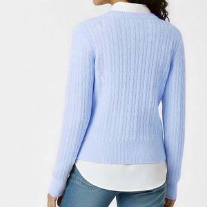 Pull en maille pour femme à col rond, couleur unie, en fil doux, respirant, pour usage quotidien, collection automne 2026 - Product Image 4