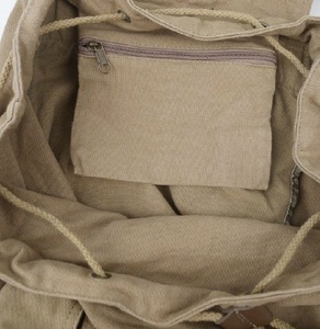Sac à dos unisexe vintage en toile robuste avec doublure en coton biologique, poche intérieure zippée, grande taille, fermeture à cordon, poignée d'épaule - Product Image 3