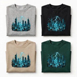 Sweat-shirt à col rond en molleton de coton épais, imprimé graphique personnalisé Streetwear, motif skyline urbain, pull décontracté d'hiver pour homme - Product Image 6