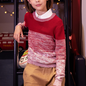 Pull en tricot à col rond pour garçons, couleur mélangée, uniforme scolaire - Product Image 3