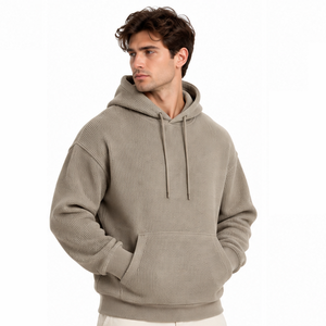 Sudadera con Capucha de Punto Waffle para Hombre, Informal, Térmica, de Manga Larga, Deportiva, de Invierno, Estilo Urbano, Sudadera con Capucha Personalizada, Ropa al por Mayor - Product Image 6