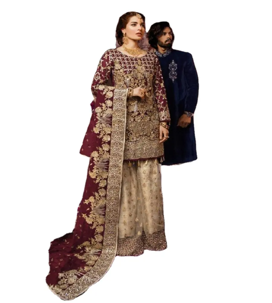 Designer Pakistani nuovo lavoro manuale ricamato pesante designer tradizionale abbigliamento da sposa elegante 2023 da sposa lehenga