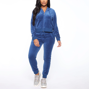 Femme fermeture éclair blanc en détresse lavage à l'acide survêtements jupes survêtement femme survêtements recadrée à capuche Joggers ensemble survêtements - Product Image 4