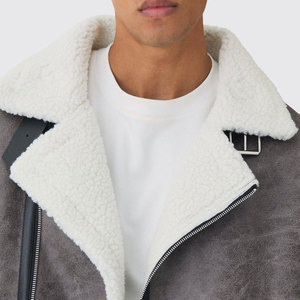 Latest Design Winter Wear Original Faux Fur <b>Bomber</b> <b>Jacket</b> OEM/ODM Service Custom Printed Logo Sheepskin <b>Shearling</b> Leather <b>Jacket</b> - Product Image 5