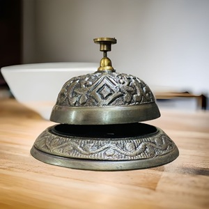 Campana de Escritorio de Metal Oscuro, Decoración de Oficina, Elegante, Chapada en Oro, Estilo Art Deco, Accesorio Ligero para Escritorio, Recepción, Hotel, Oficina - Product Image 2
