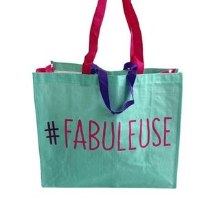 กระเป๋าช้อปปิ้งแบบถักจากวัสดุ PP รีไซเคิล เป็นมิตรกับสิ่งแวดล้อม แข็งแรง ทนทาน ลายตัวอักษรทันสมัย สีและโลโก้ปรับแต่งได้ตามต้องการ ผลิตในเวียดนาม (OEM) - Product Image 1