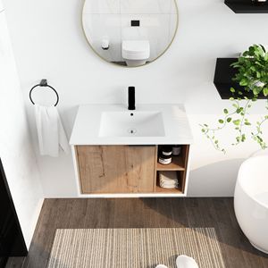 Mobile bagno sospeso da 30 pollici con lavabo in ceramica e anta con chiusura ammortizzata - Product Image 5