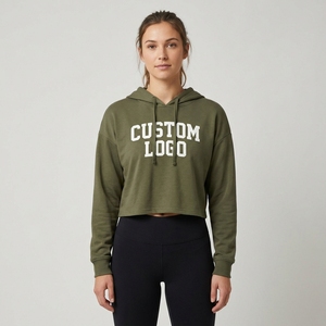 Sudadera Corta de Algodón con Capucha Azul para Mujer, de Manga Larga, Estilo Deportivo de Invierno, Bordada, OEM, Tejida, Talla Grande, la Más Vendida - Product Image 6