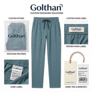 Men's Teal <b>Elastic</b> <b>Waist</b> <b>Cargo</b> <b>Pants</b> Casual Drawstring Closure Side Pockets Breathable Woven Trousers Spring Wear - Product Image 3