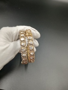 Gold Plated Women's Bangles With Pear Cut <b>Crystal</b> Rhinestones Channel Setting Classic Wedding Jewelry <b>Bracelets</b> - Product Image 1