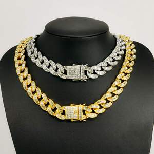 Collar de Cadena Chapado en Oro S925 con Moissanita, Corte Baguette, Estilo Hiphop, Unisex, para Uso Diario - Product Image 1