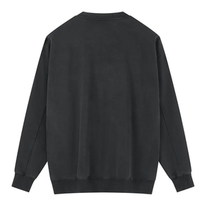 เสื้อสเวตเชิ้ตคอกลมทรงโอเวอร์ไซส์สไตล์วินเทจสำหรับผู้ชายและผู้หญิง ล้างสีแบบแอซิดวอช สตรีทแวร์ พิมพ์โลโก้ตามสั่ง รับผลิตแบบ OEM ODM สีซีดแบบซันเฟด - Product Image 6