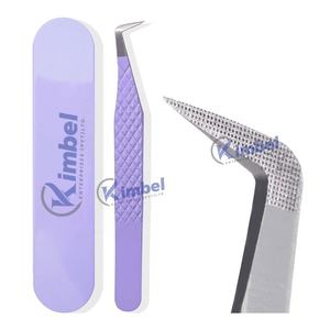 Pince à épiler d'extension de cils diamantée personnalisée Pointe en fibre de haute qualité avec étui de voyage - Product Image 2