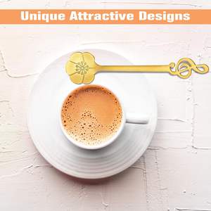 Cuchara de Postre en Forma de Flor de Acero Inoxidable Dorado, Elegante Cubertería para Café y Té - Product Image 3