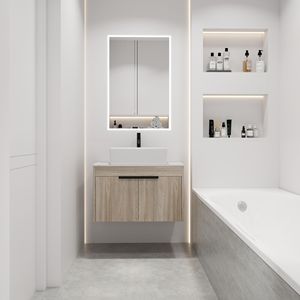 Design moderno 30 \ "bianco rovere da bagno a parete morbida porta chiusa lavabo in ceramica Set 2 pezzi KD-TOP-BAB110MOWH da imballaggio - Product Image 1