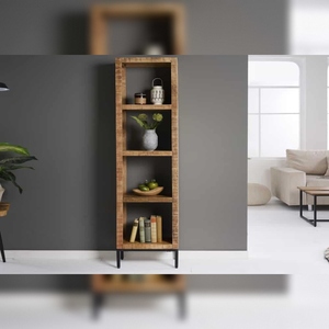 Vandana Elegant Mark shelf IRON CRAFT 176cm mango wood <b>bookcase</b> four compartments <b>Industrial</b> Design - Product Image 2