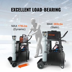 2-Tier Heavy Duty Welding Cart Anti-Theft Lockable Cabinet 265LBS <b>Weight</b> Capacity 360 Degrees Swivel Wheels Welder <b>Storage</b> Cart - Product Image 3