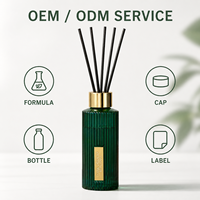 Diffuseur de parfum en verre vert émeraude 100 ml, logo personnalisé, marque privée, parfum d'ambiance