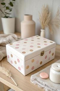 Custom Hand Painted Wooden Gift <b>Box</b>, Artisan Decorative Storage Case for Jewelry, <b>Keepsakes</b>, Wedding Return Gifts & Festive Pack - Product Image 5