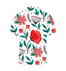 Polo pour homme rouge à imprimé floral botanique, manches courtes, col boutonné, décontracté, respirant et léger pour l'été - Product Image 2