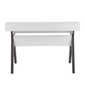 Scrivania per computer Wishbone contemporanea in legno grigio e bianco - Product Image 4