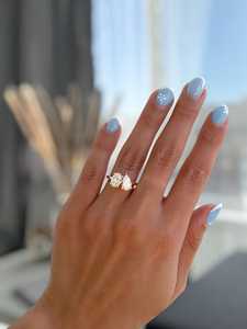 Anillo Toi Moi con Diamantes Ovalados y en Forma de Pera de 1.01CT Cada Uno, Cultivados en Laboratorio, con Oro Sólido de 14K, para Compromiso, Regalo para Enamorados - Product Image 2