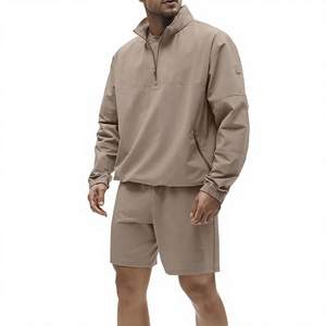 Men's Solid Color Front Logo Quarter-Zip Windbreaker <b>Jacket</b> <b>Waterproof</b> Breathable Quick-Dry Nylon Stand Collar <b>Thin</b> Zipper - Product Image 2