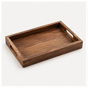 Premium <b>Walnut</b> Wood Rectangular Serving Tray With Cutout Handles Eco-Friendly Minimalist Large Decorative Tray For <b>Coffee</b> <b>Table</b> - Product Image 1