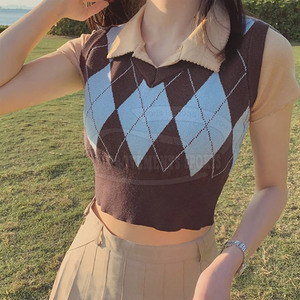 Ropa de moda Venta caliente Mujeres Chaleco de punto recortado Diseño único Mujeres Chaleco de punto recortado - Product Image 3
