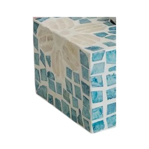 Caja de pañuelos rectangular de alta gama con incrustaciones de nácar y madera hecha a mano para decoración del hogar - Product Image 2