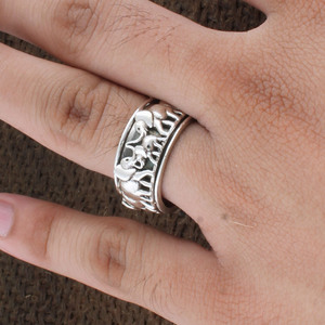 Wholesale Shree Jaipur Silver 925 Sterling Silver Elephant <b>Spinner</b> <b>Ring</b> Carved Elephant Family Band Anti Anxiety Meditation <b>Ring</b> - Product Image 6
