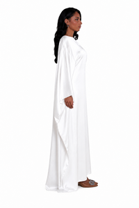 Elegant Full Length Satin Gown Style <b>Abaya</b> with Relaxed Fit and Flowy Sleeve Design Soft Modest Outfit for <b>Women</b> - Product Image 3